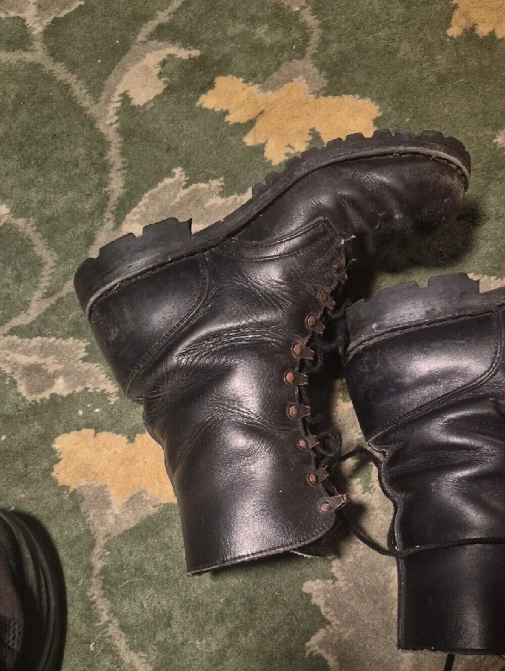 Men's Black Leather Lace-Up Work Boots